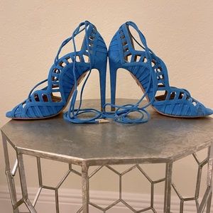 COPY - AQUAZZURA LOLA blue suede lace-up sandal size 5